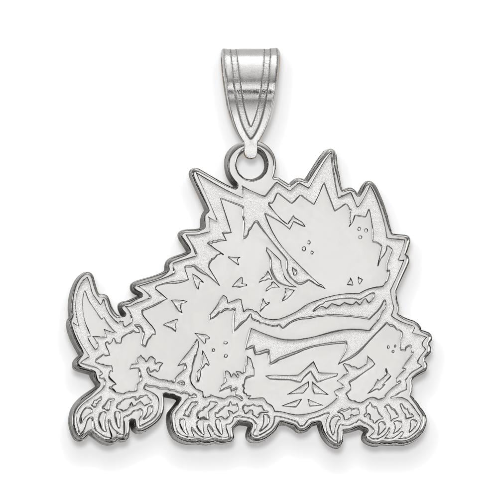 Sterling Silver LogoArt Official Licensed Collegiate Texas Christian University (TCU) Large Pendant