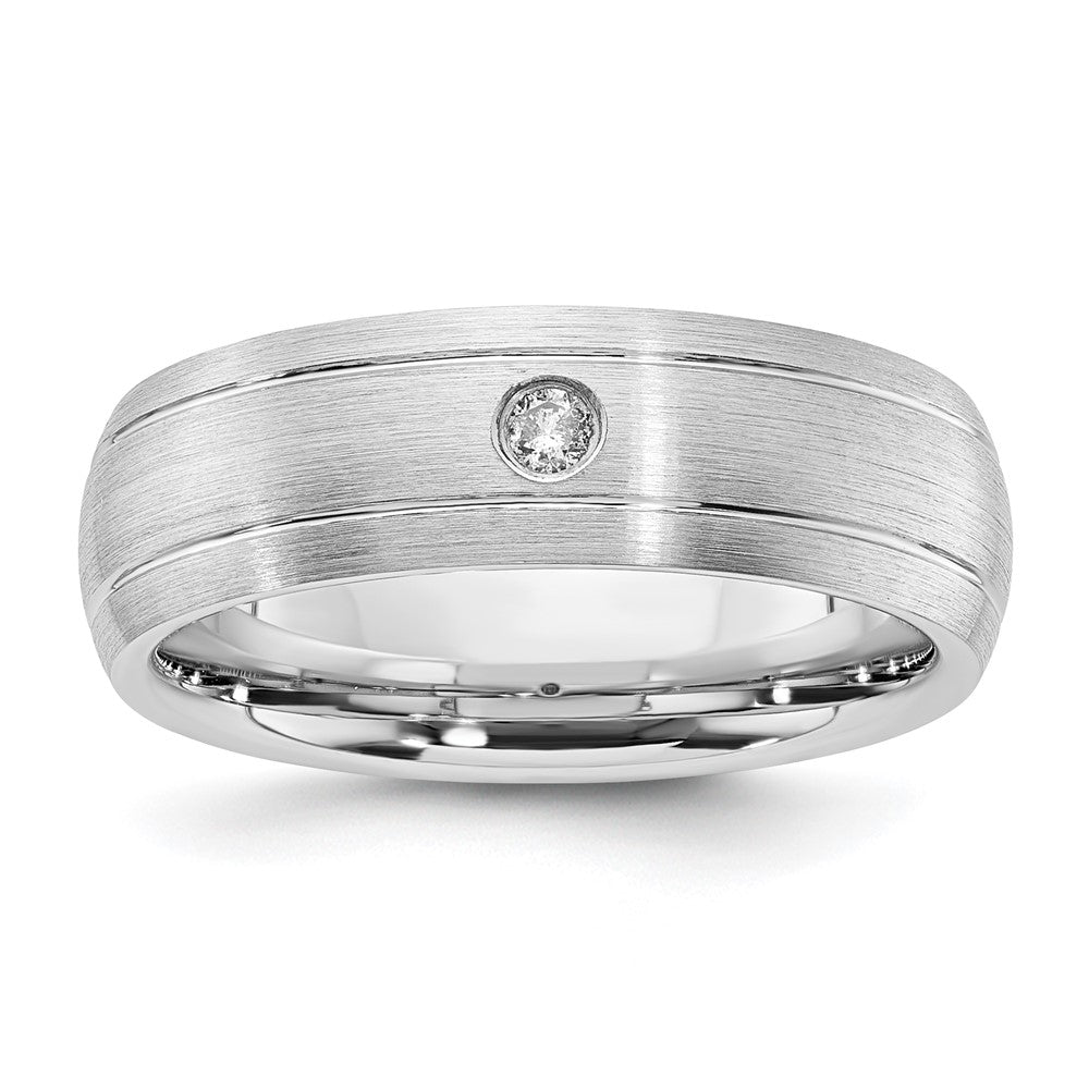 Cobalt Polished, Brushed & Grooved Diamond 8mm Men's Band