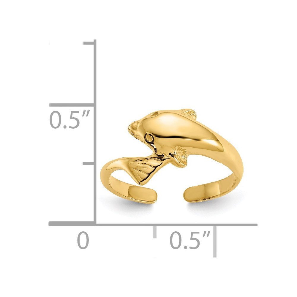 14k Gold Dolphin Toe Ring
