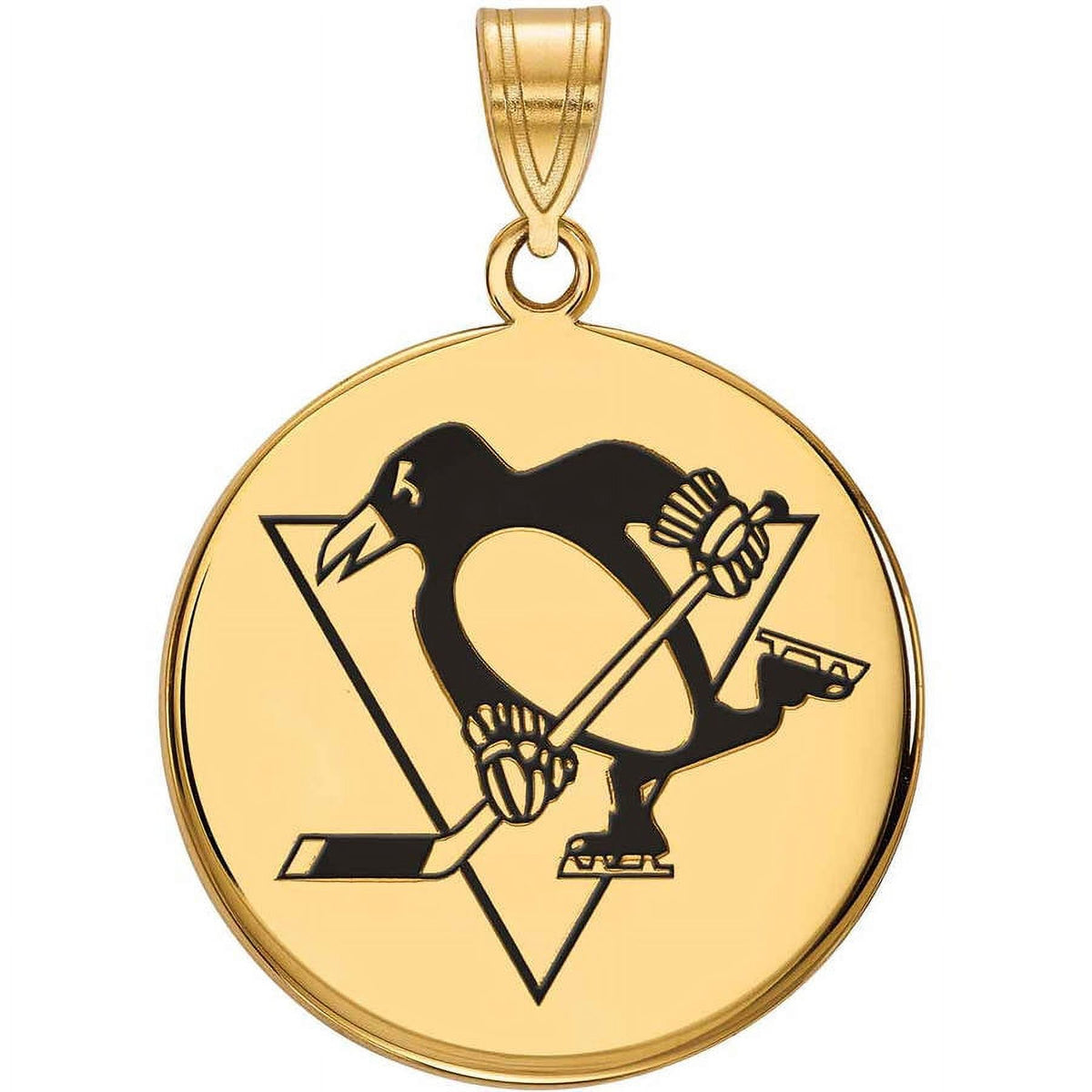 Sterling Silver Gold Plated NHL LogoArt Pittsburgh Penguins Enamel Pendant