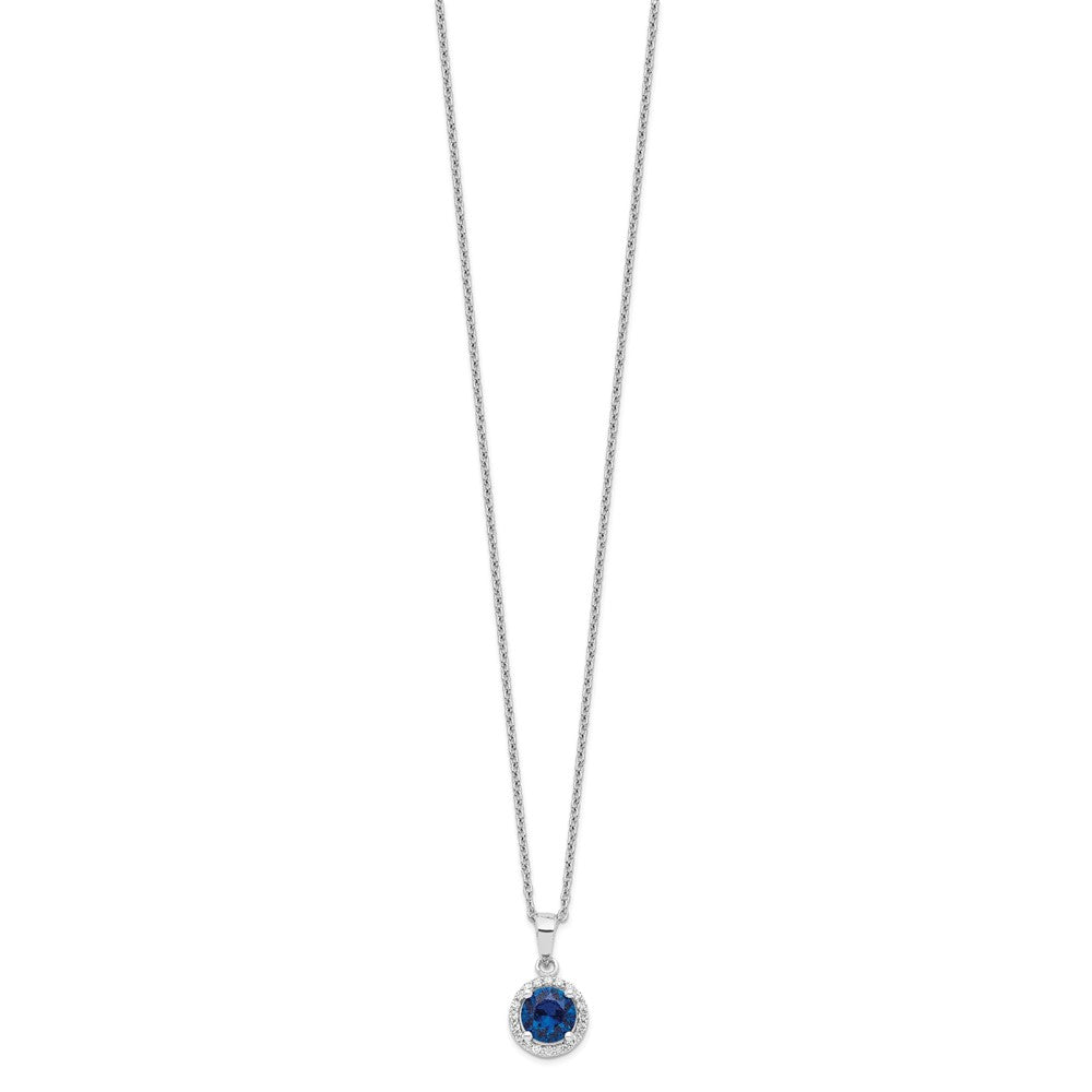 Brilliant Embers Sterling Silver Rhodium-plated 20 Stone 18 inch White and Blue Micro Pav‚ CZ Necklace with 2 Inch Extender 18 Inches