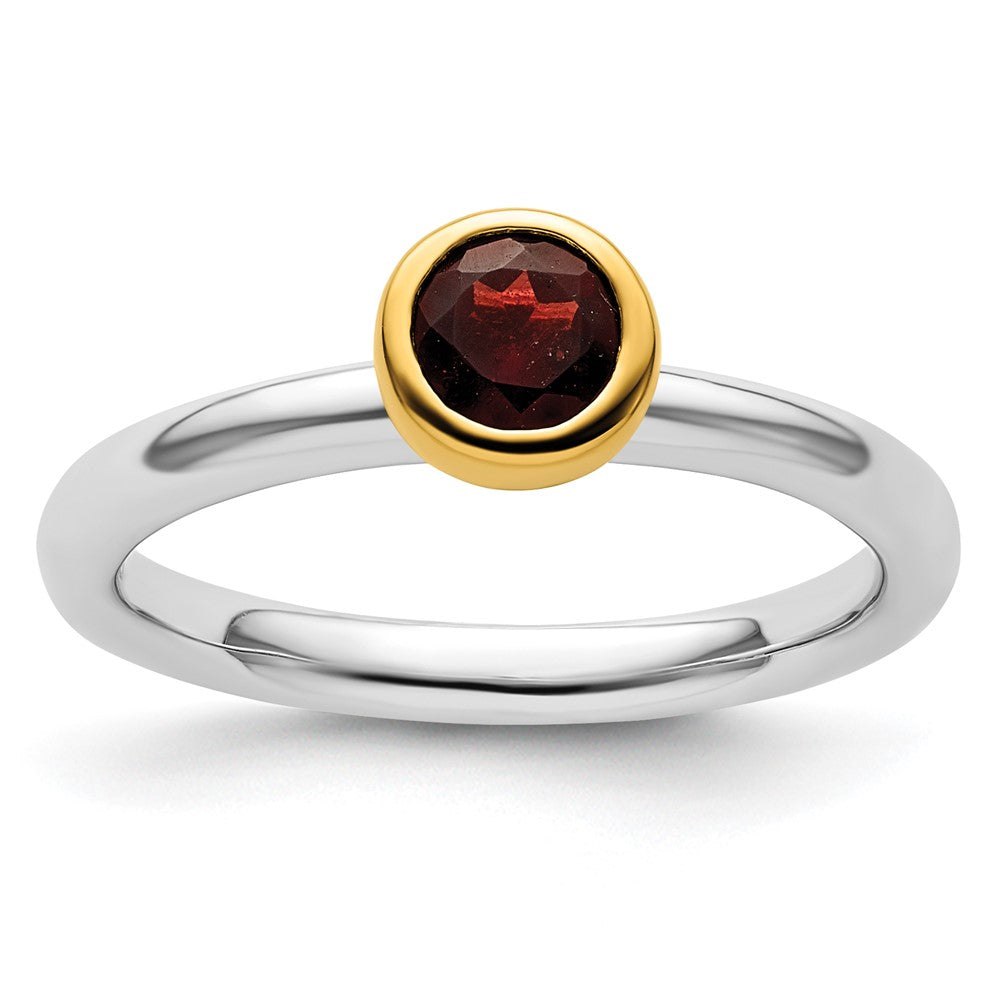 Sterling Silver Stackable Expressions w/Gold-plated Garnet Ring Size -5