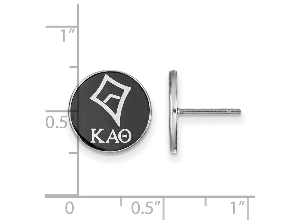 Sterling Silver Rhodium-plated LogoArt Kappa Alpha Theta Sorority Symbol Color Enamel Post Earrings QSS046KAT