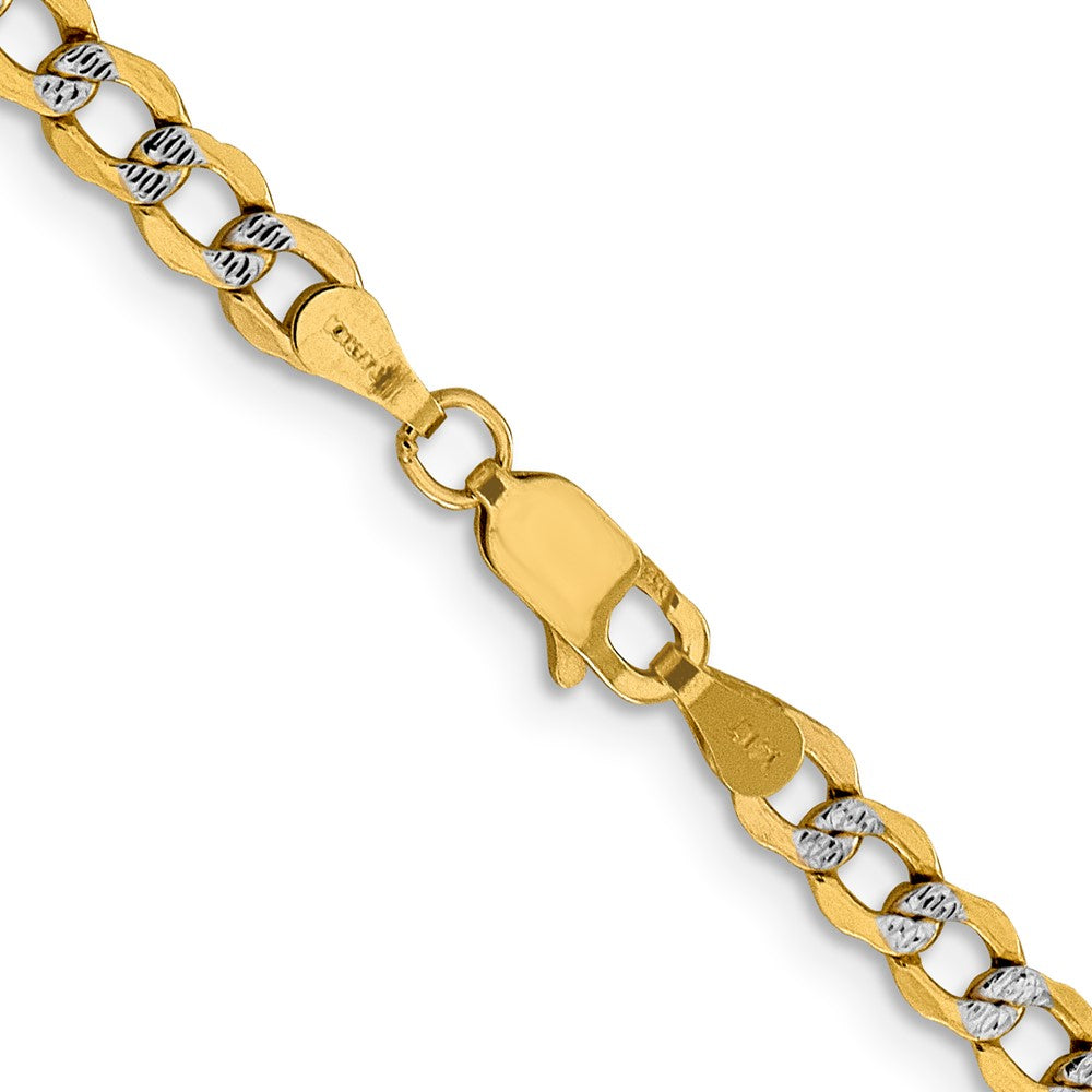 14K 20 inch 4.3mm Semi-Solid with Rhodium Pav‚ Curb with Lobster Clasp Chain