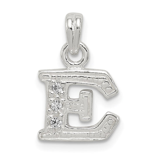 Sterling Silver CZ Letter E Initial Pendant