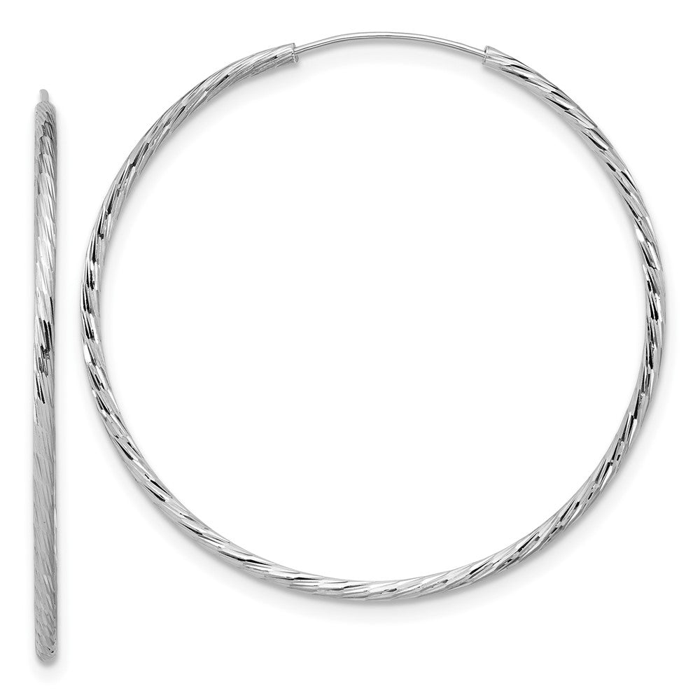 SS RH-plated Diamond-cut 1.25mm Endless Hoop Earrings