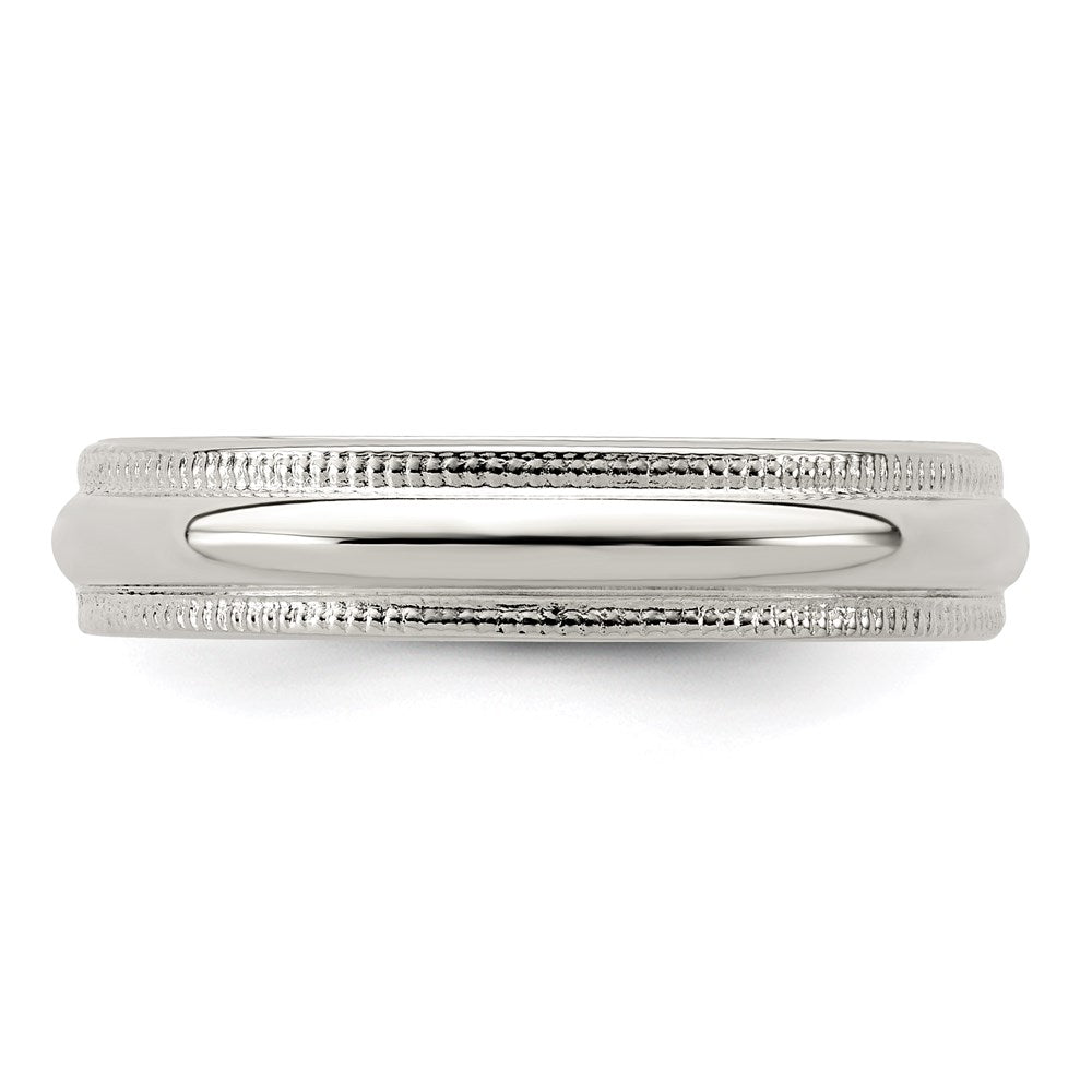 Sterling Silver 4mm Half Round Milgrain Size 8 Band