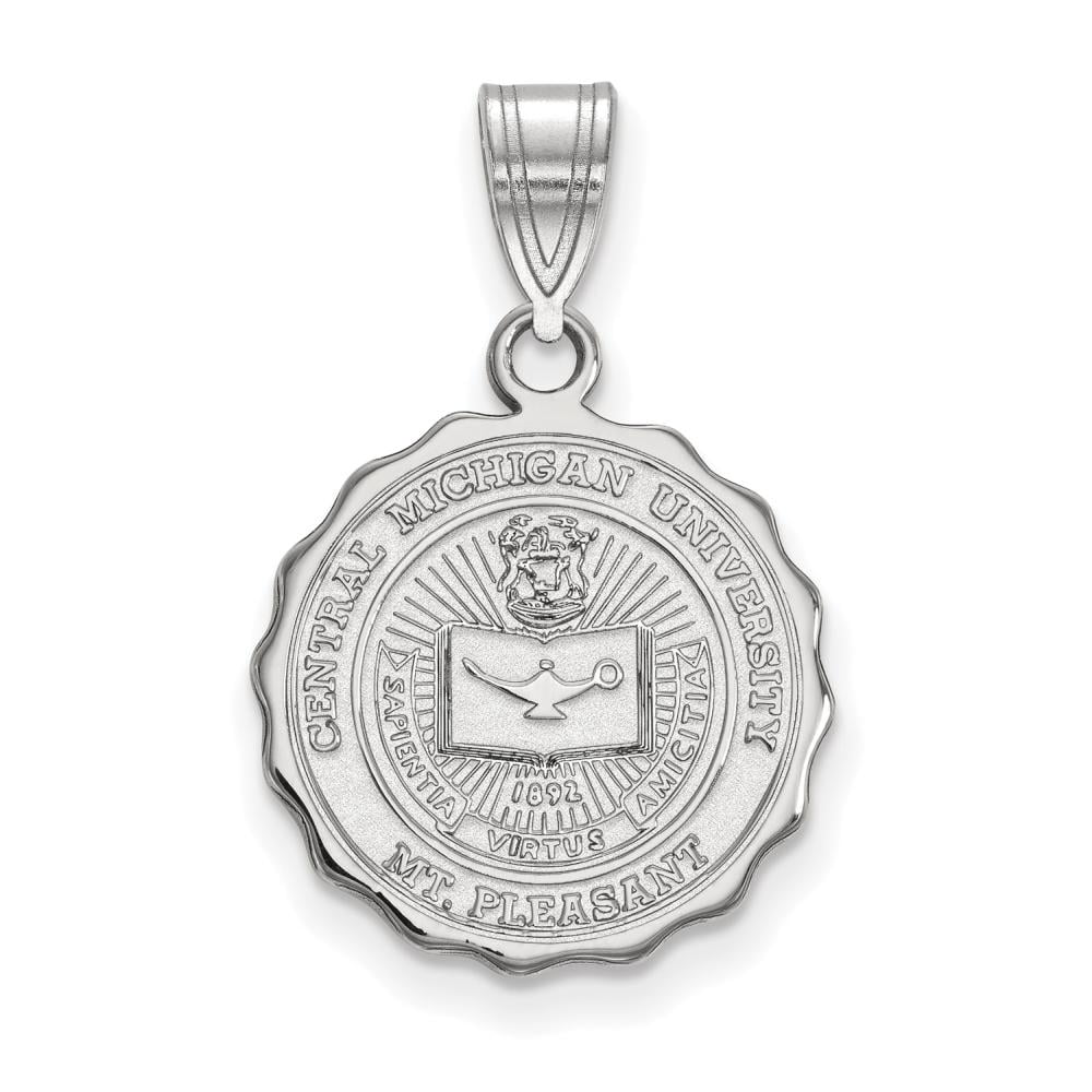 LogoArt Sterling Silver Central Michigan University Medium Crest Pendant Necklace