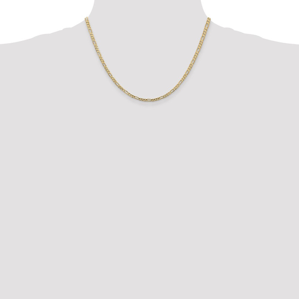 14K 18 inch 3mm Concave Open Figaro with Lobster Clasp Chain