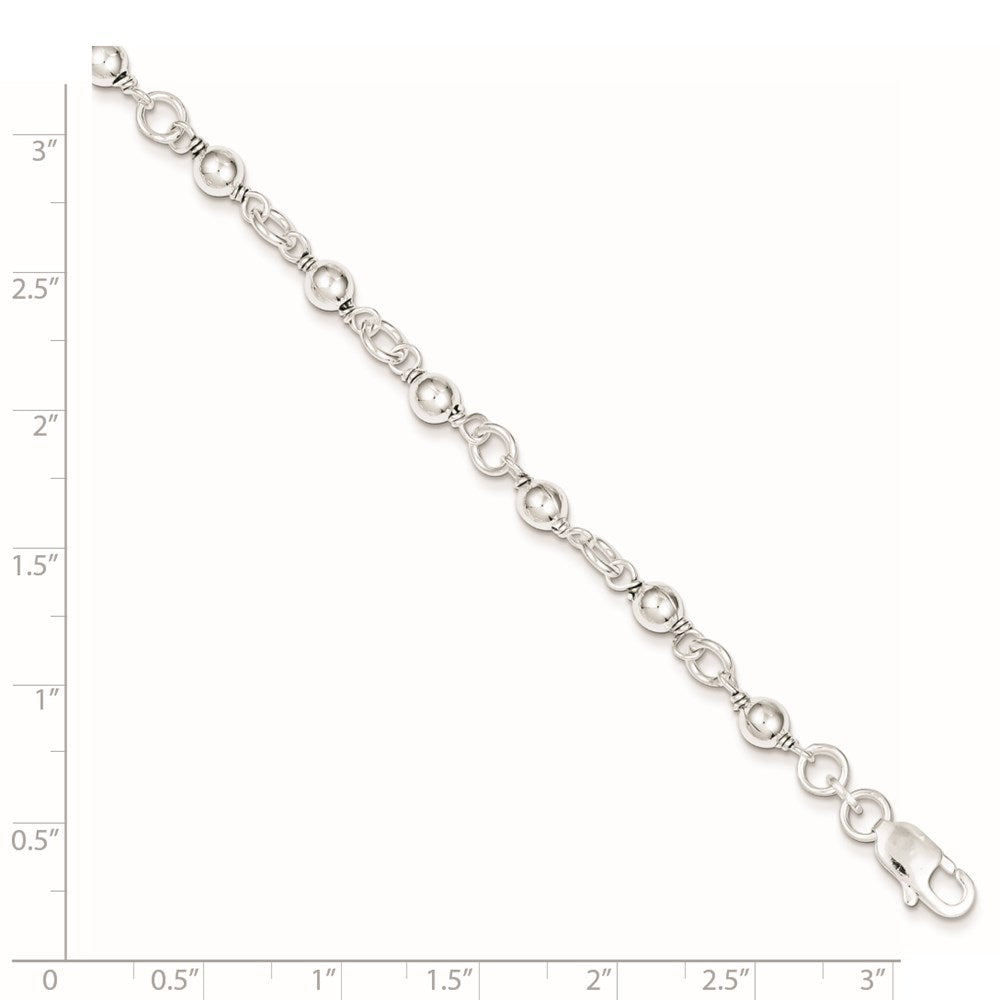 Sterling Silver Beaded Fancy Link Bracelet 7 inches