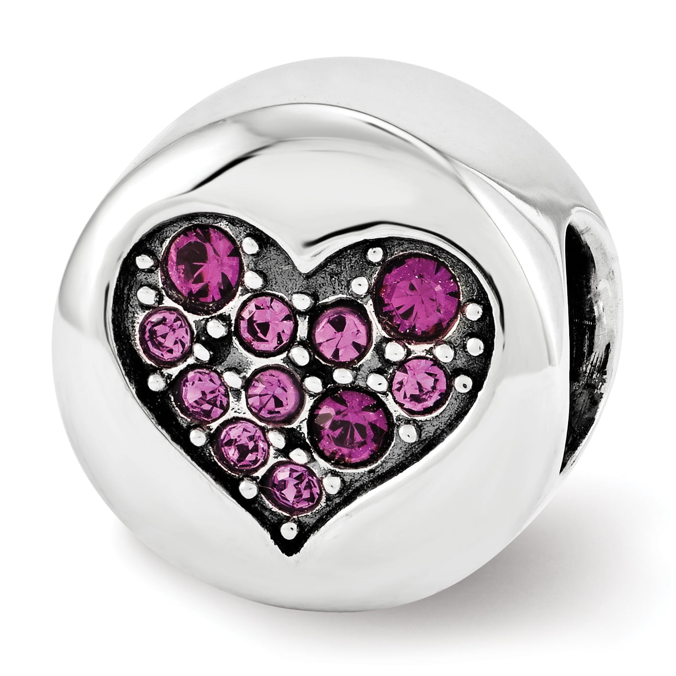 Sterling Silver Reflections Feb Purple Crystal Peace Heart Bead