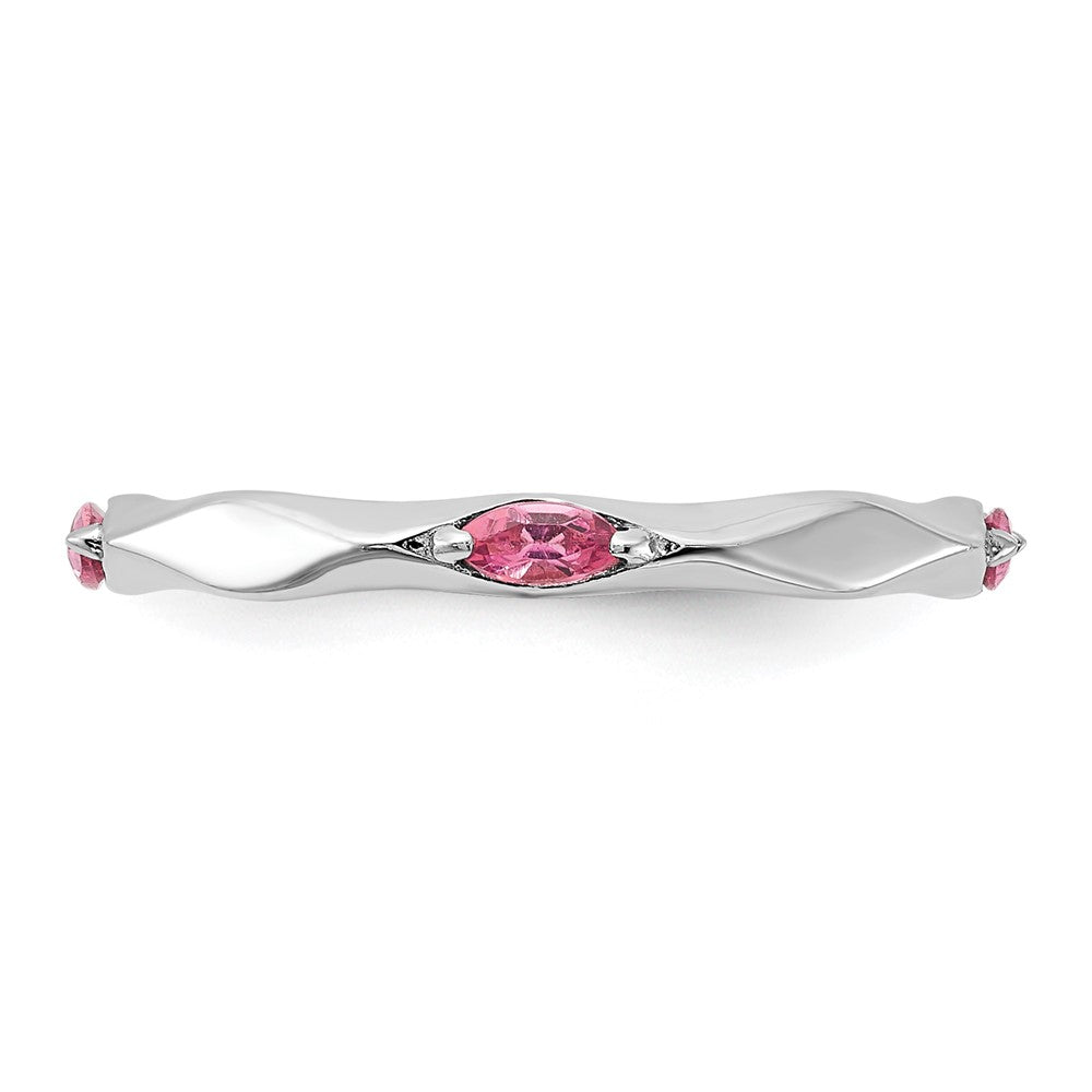 Sterling Silver Stackable Expressions Rhodium-plated Pink Tourmaline Ring Size -7
