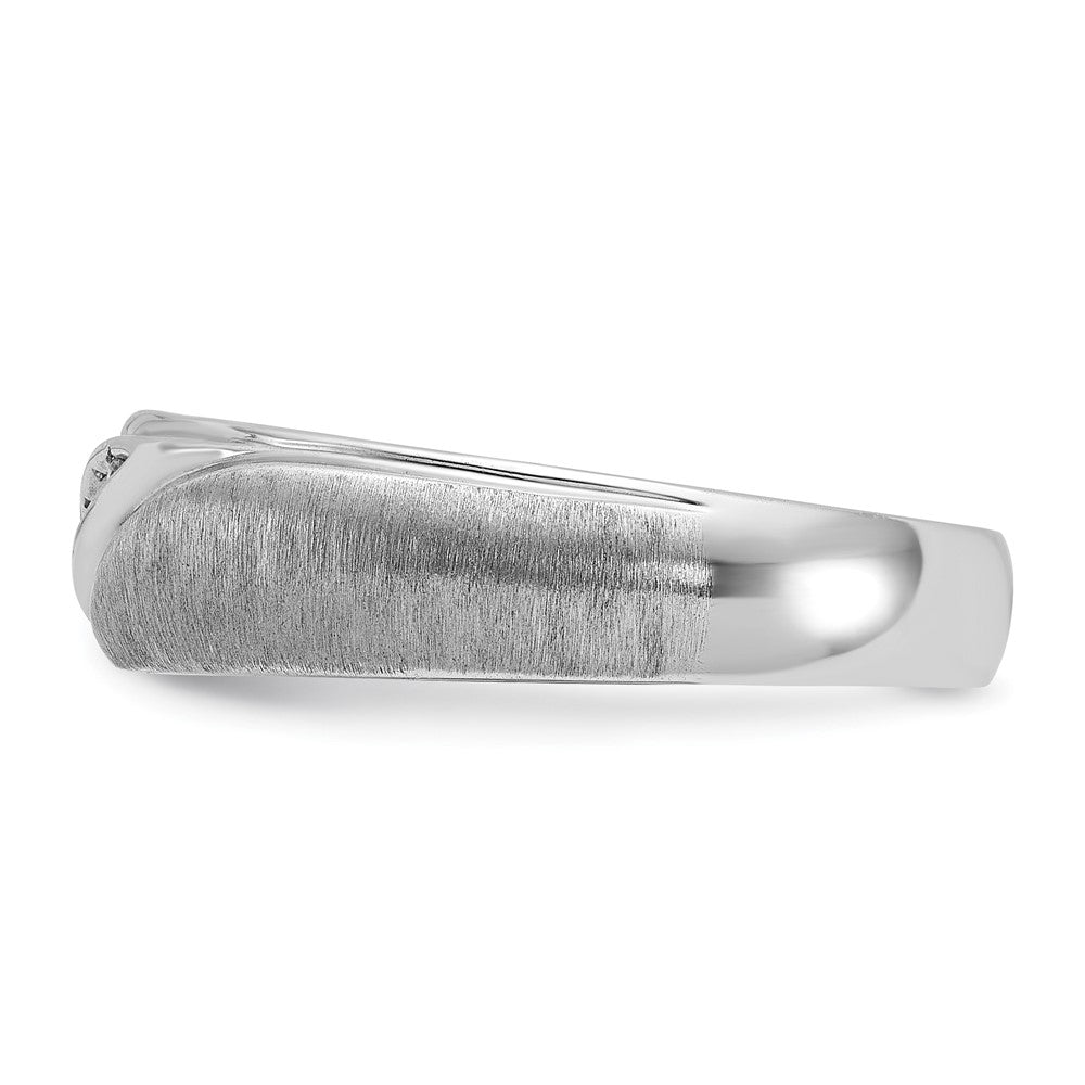IBGoodman 14k White Gold Men's Polished and Satin 1/15 Carat AA Quality Diamond Ring