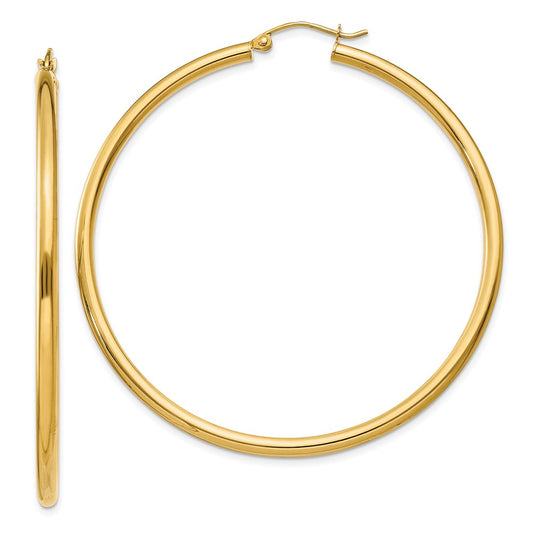 10K Polished 2.5mm Tube Hoop Earrings