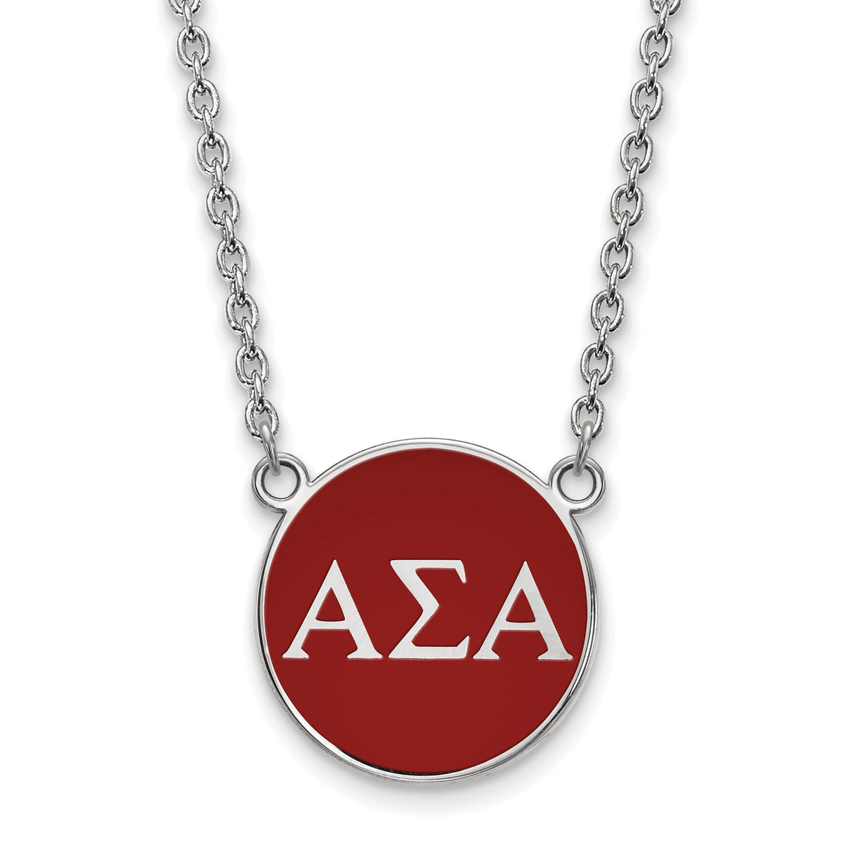 Sterling Silver 18in Official Licensed Greek Sororities Alpha Sigma Alpha (???) Small Enamel Pendant w/Necklace