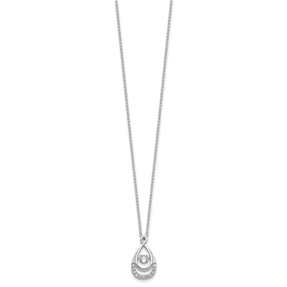 Cheryl M Sterling Silver Rhodium-plated Polished Vibrant CZ Teardrop Necklace