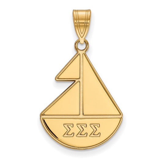 Sterling Silver Gold-plated LogoArt Sigma Sigma Sigma Sorority Symbol Medium Pendant