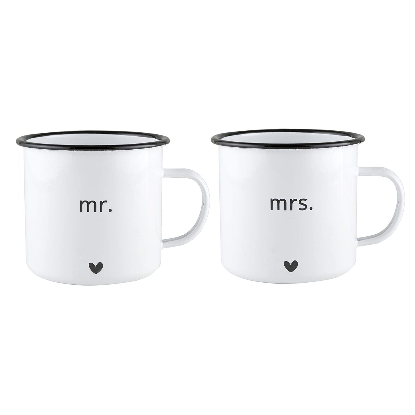 Santa Barbara Design Studio Wedding Enamelware Coffee Mugs, Set of 2, Mr. and Mrs