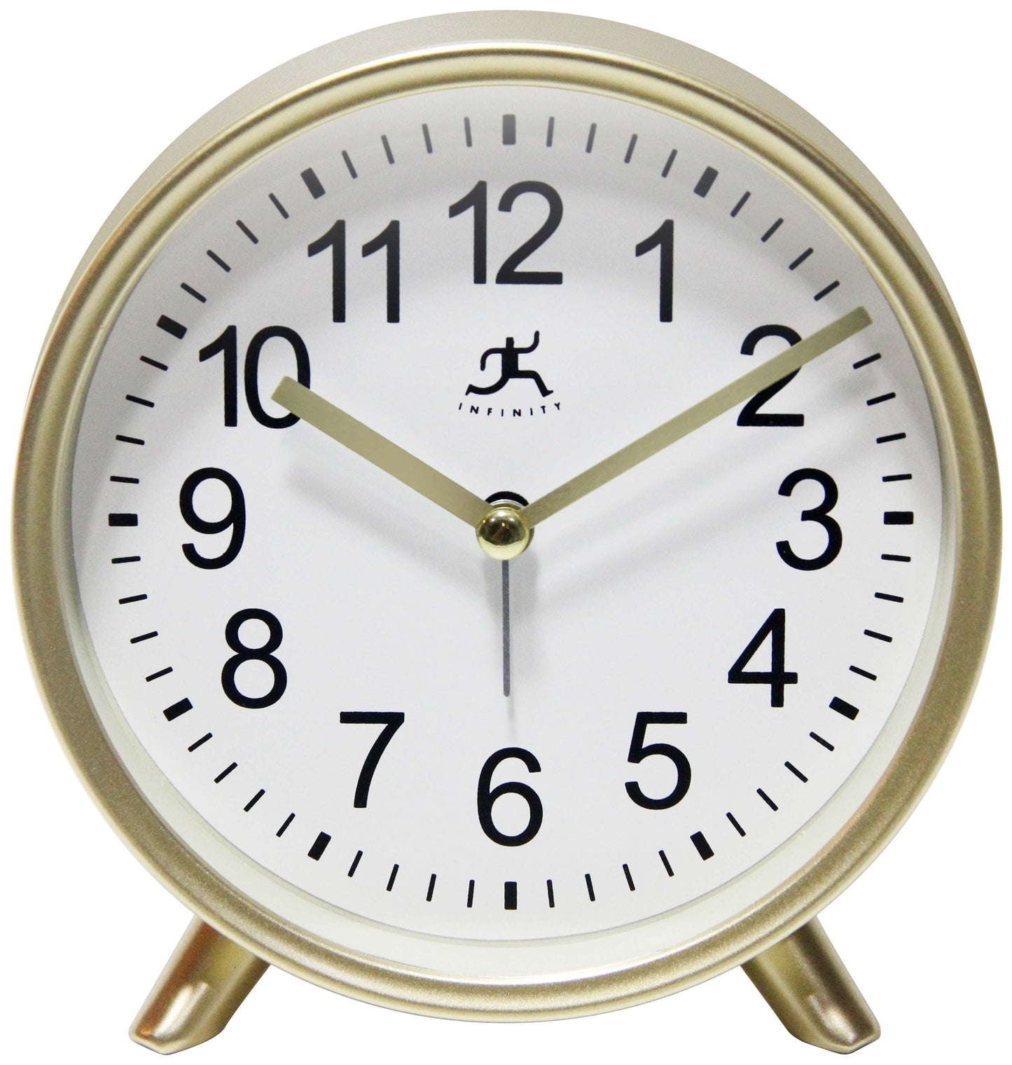 Infinity Instruments 5.5" x 6" Gold Analog Tabletop Alarm Bell Clock