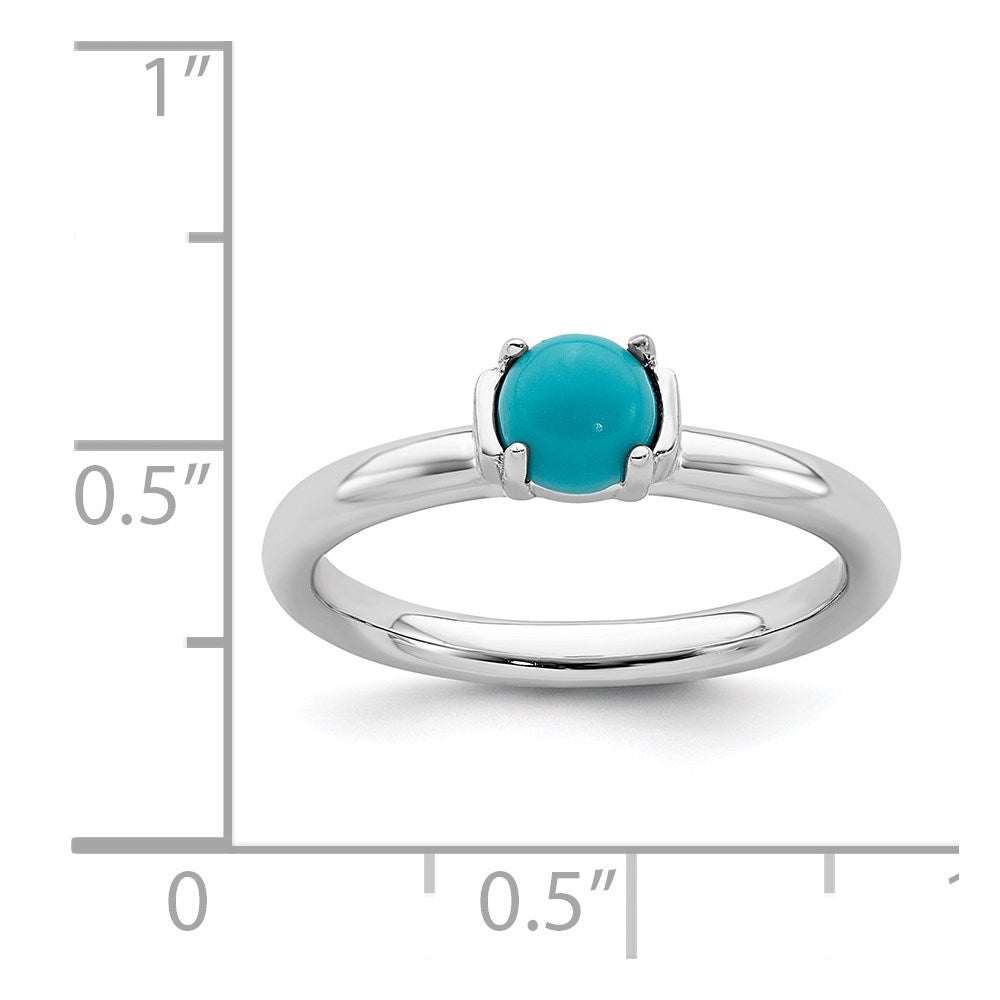 Sterling Silver Stackable Expressions Polished Turquoise Ring Size -6