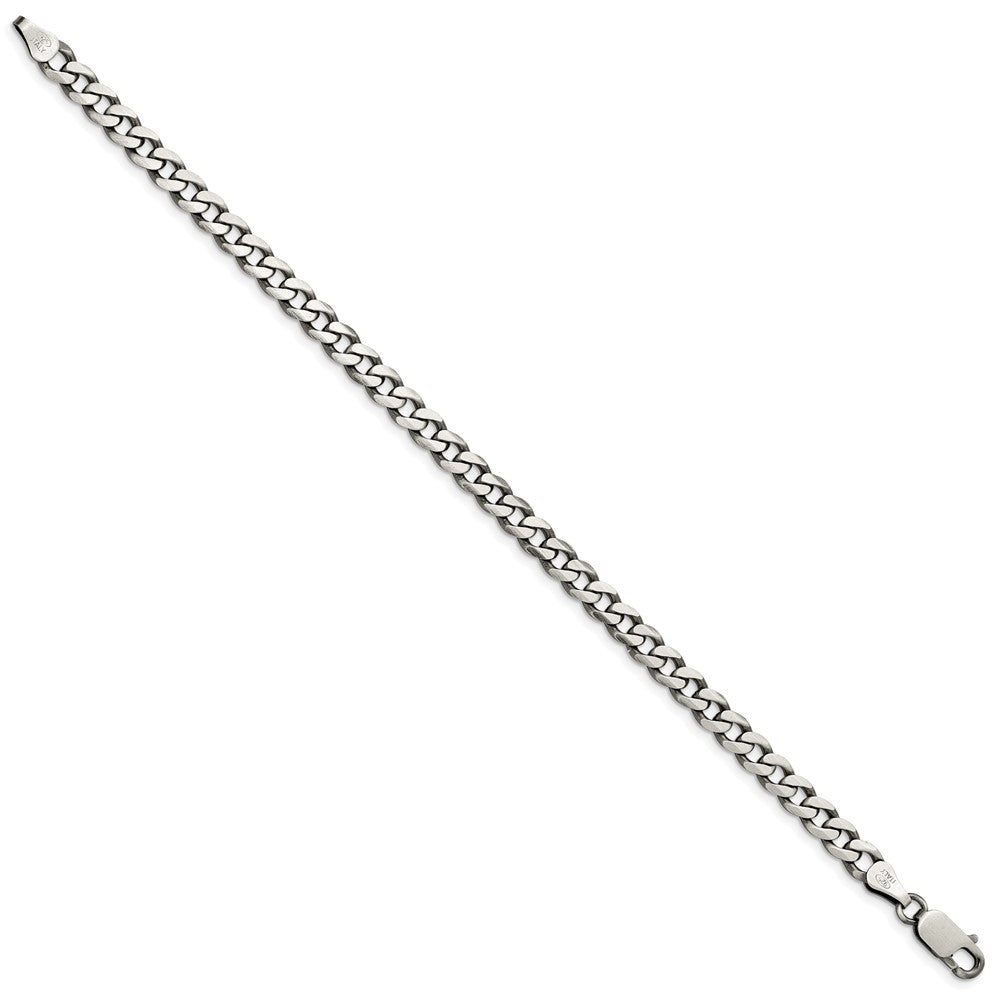 Sterling Silver Antiqued 6.0mm Curb Chain 9 inches