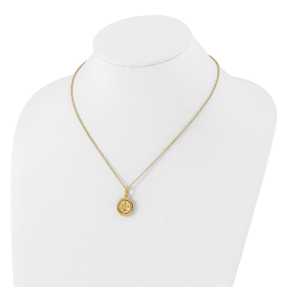 14k Gold Polished Replica Roman Coin 18" Necklace