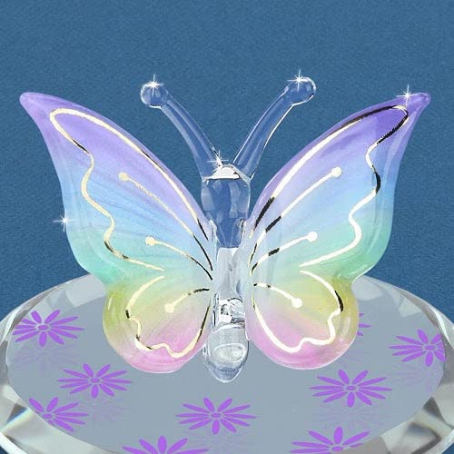 Lavender Rainbow Butterfly Handcrafted Glass Figurine QGM21665