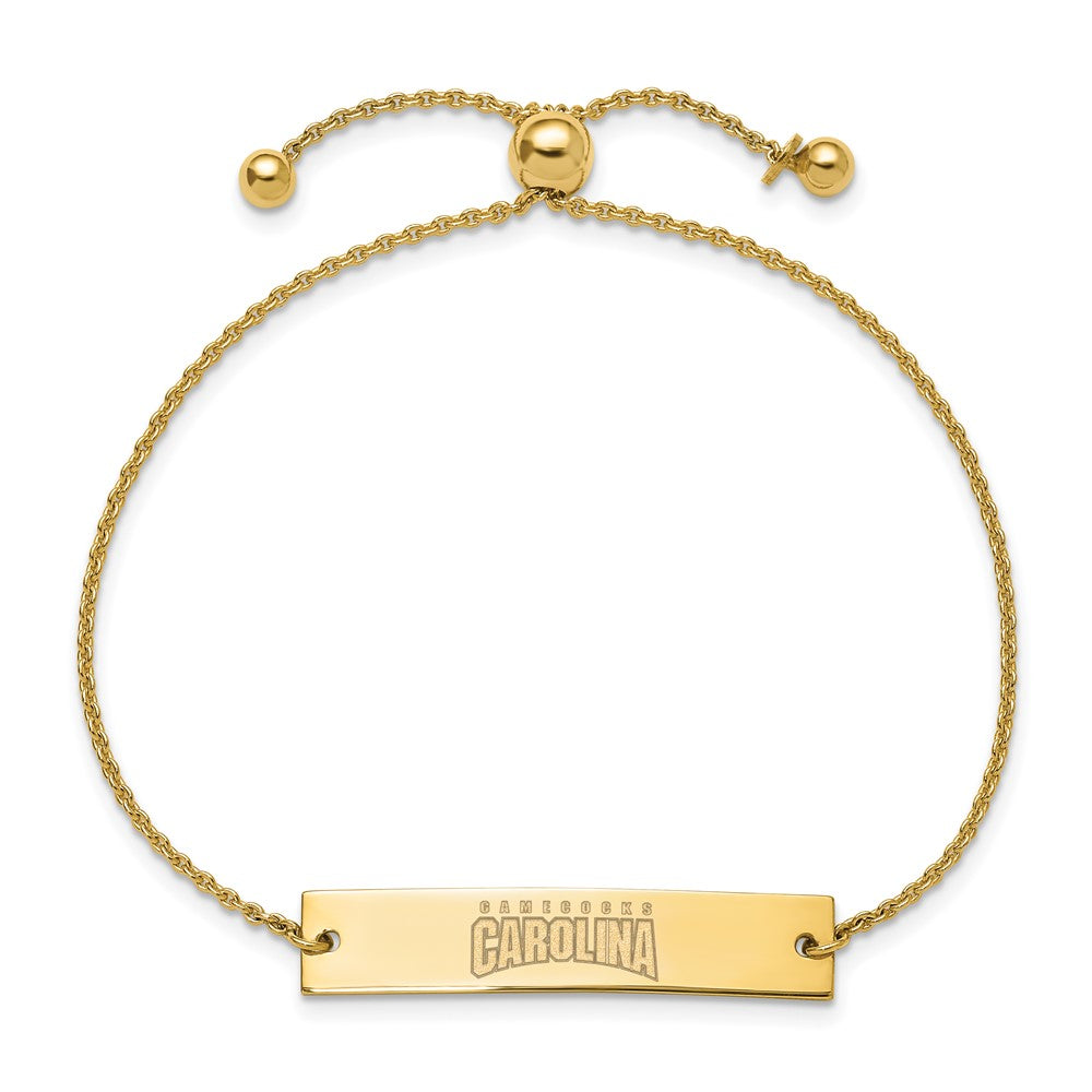 Sterling Silver Gold-plated LogoArt University of South Carolina Small Bar Adjustable 9 inch Bracelet