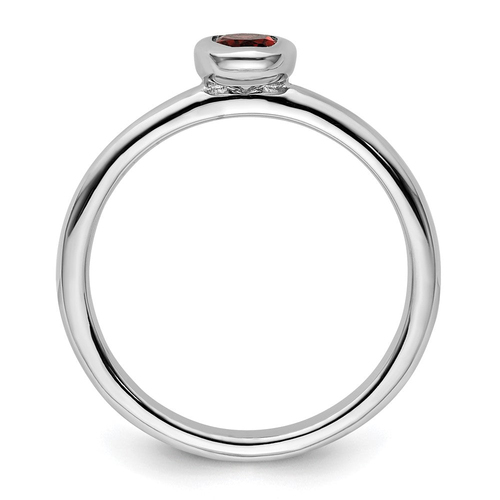 Sterling Silver Stackable Expressions Oval Garnet Ring Size -9