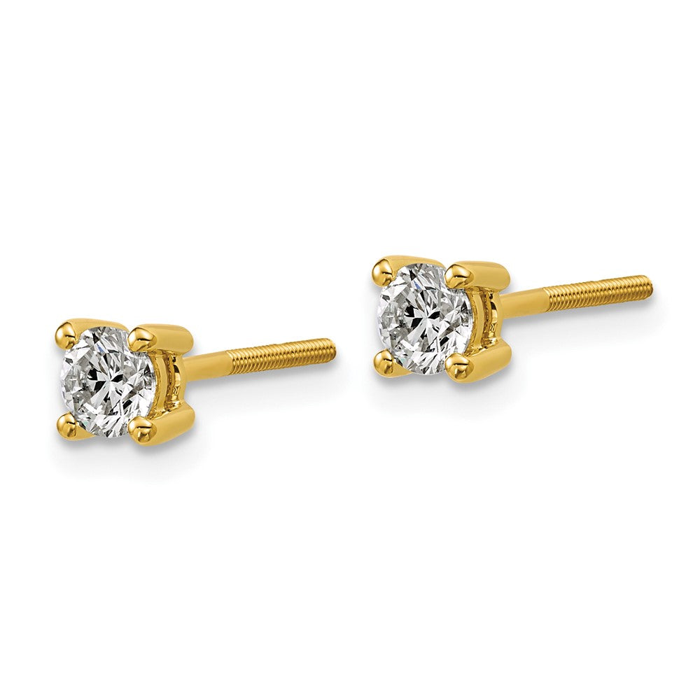 14k Yellow Gold 1/2 ctw Lab Grown Diamond VS/SI+ G+ Round 4 Prong Heavy Wt. Screwback Stud Earrings