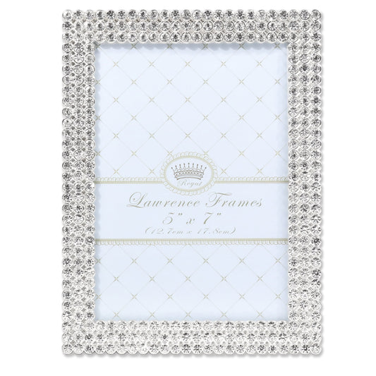 Lawrence Frames 5x7 Juliet Silver Metal Tabletop Picture Frame with Crystals