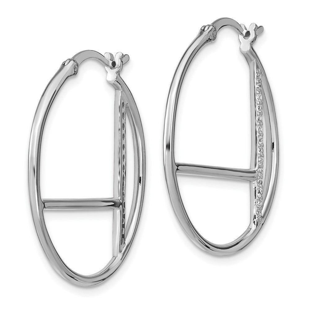 Sterling Silver Rhodium-plated CZ Hoop Earrings