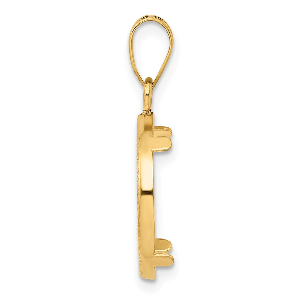 Wideband Distinguished Coin Jewelry 14k Polished and Diamond-cut 16.0mm Prong Coin Bezel Pendant