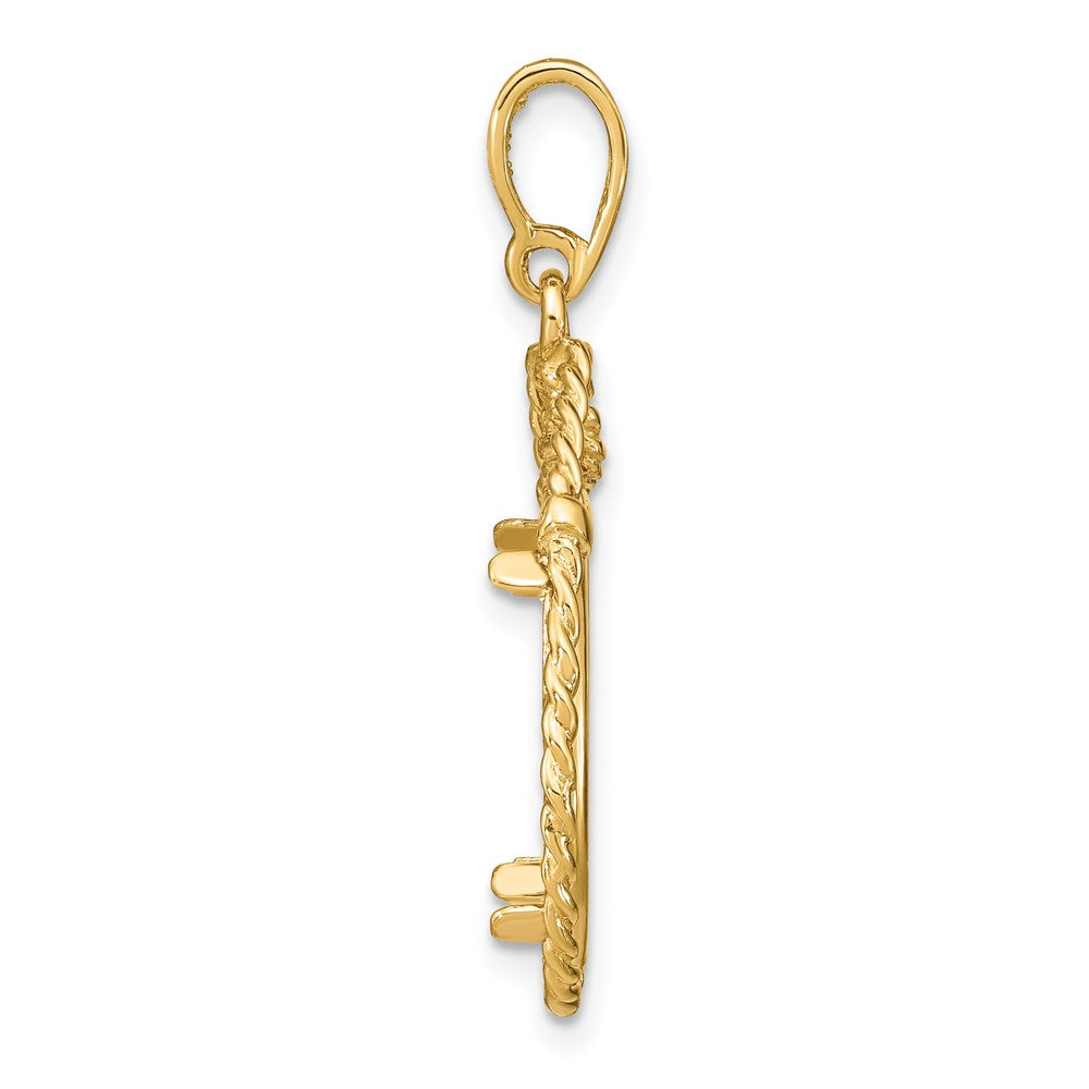 Wideband Distinguished Coin Jewelry 14k Polished Western Rope 16.5mm Prong Coin Bezel Pendant