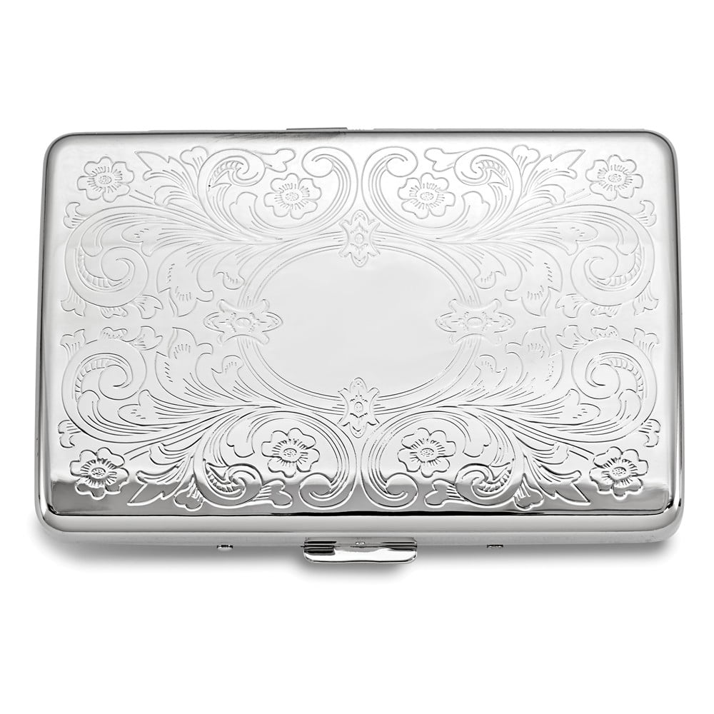 Silver-tone Scroll Design (Holds 16) Cigarette / Card Case QGM12317