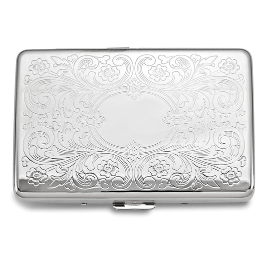 Silver-tone Scroll Design (Holds 16) Cigarette / Card Case QGM12317
