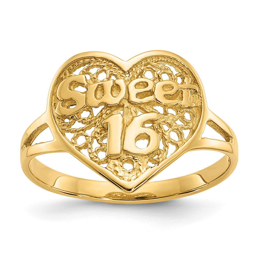 14k Sweet 16 Heart Ring Size 6