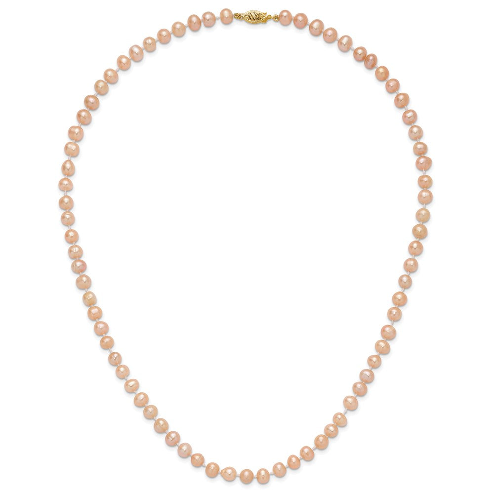 14k 6-7mm Pink Near-Round Freshwater Cultured Pearl 20 inch Necklace