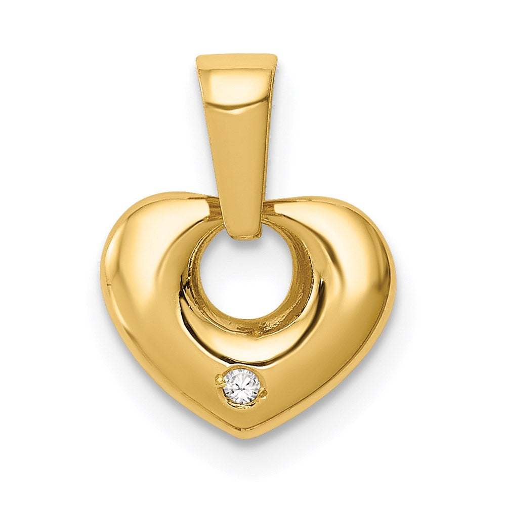 14k CZ Heart Pendant