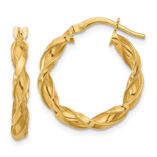 14K Polished Twisted Hoop Earrings