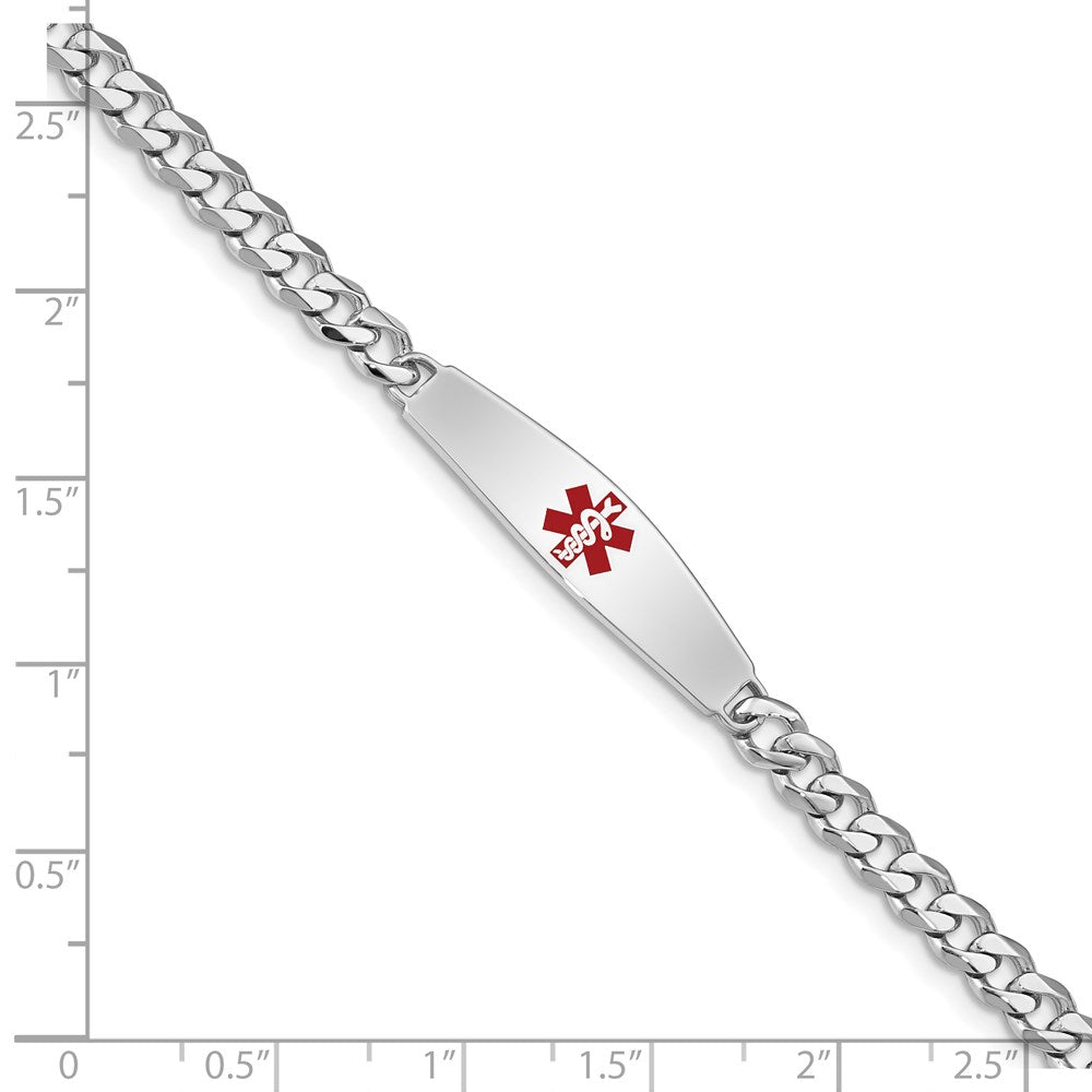 Sterling Silver Rhodium-plated Medical ID Bracelet w/Curb Link 7 inches