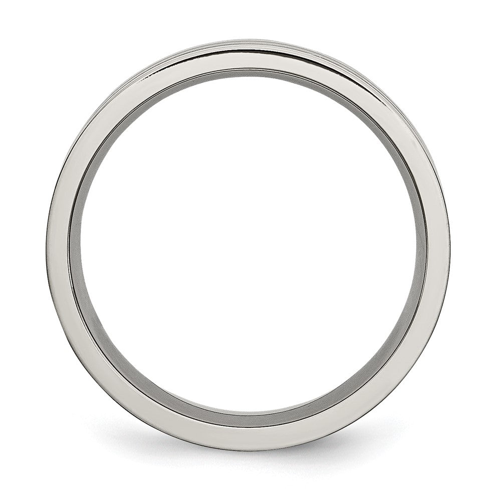 Titanium Brushed and Polished 6mm Grooved Band Size - 11.5