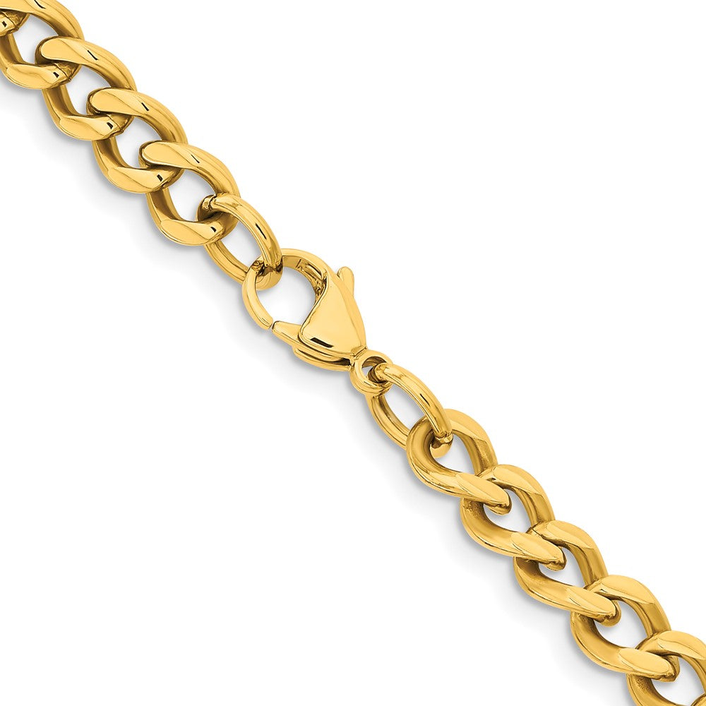 Stainless Steel Polished Yellow IP-plated 7.5mm 20in Curb Chain