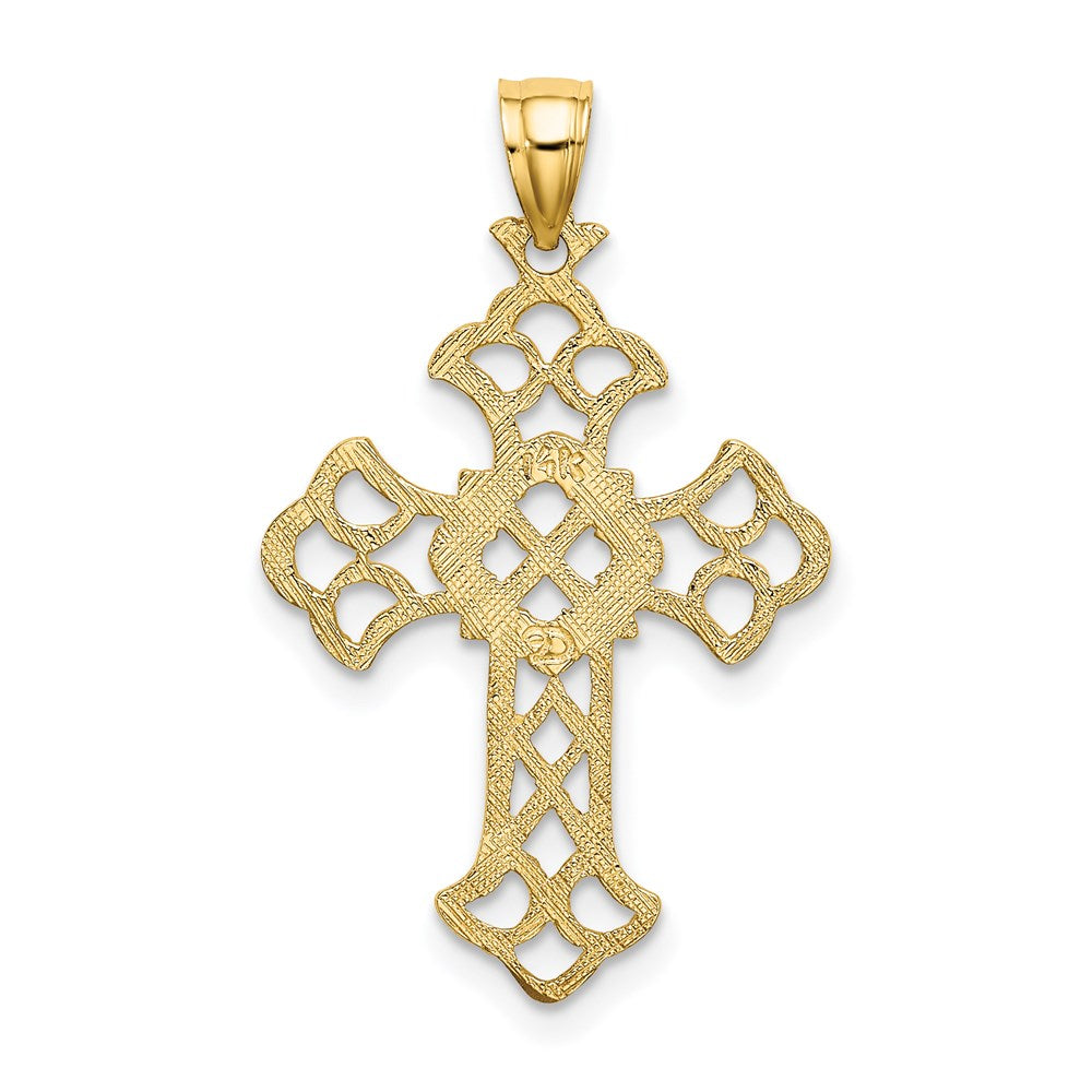 14K Delicate Cut-Out Cross Charm