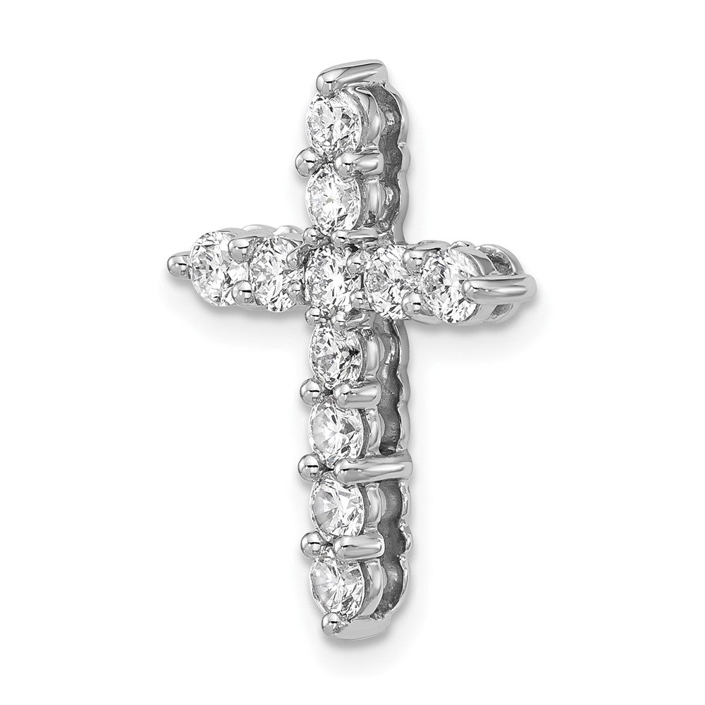 14k White Gold 1 carat Lab Grown Diamond VS/SI+ G+ Cross Chain Slide Pendant