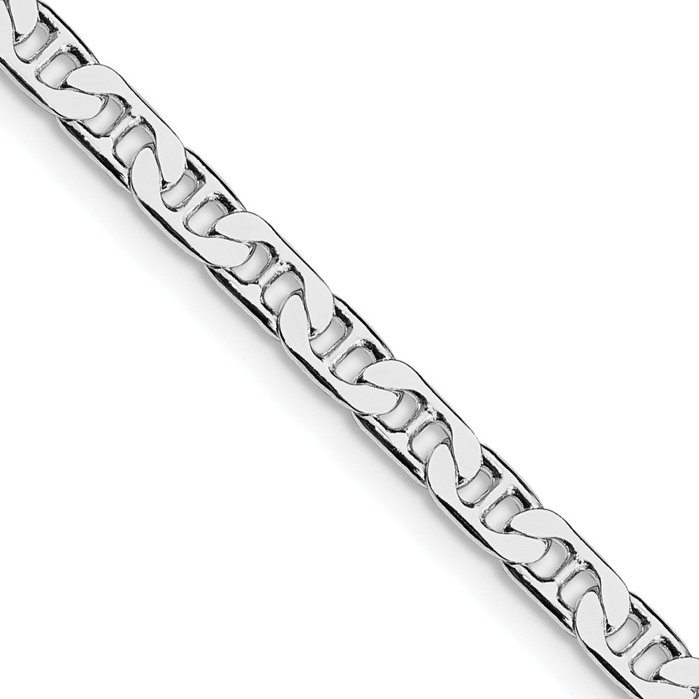 Sterling Silver Rhodium-plated 3.75mm Flat Anchor Chain 18 Inches