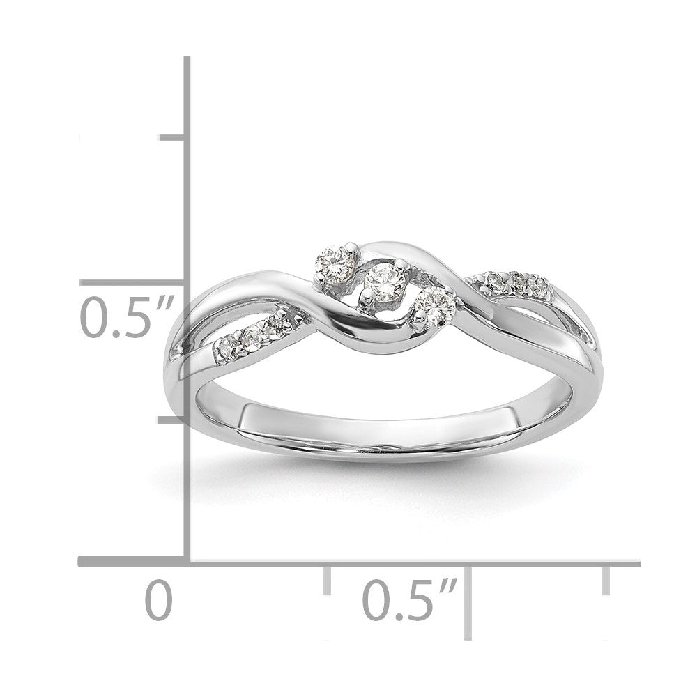 Sterling Silver Polished Fancy Twisted Diamond Ring