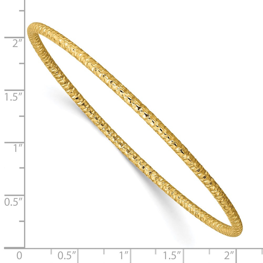 Stainless Steel Polished Textured Yellow IP-plated 2mm Slip on Bangle 8 inches