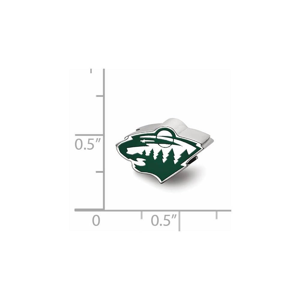 Sterling Silver NHL LogoArt Minnesota Wild Enameled Logo Bead