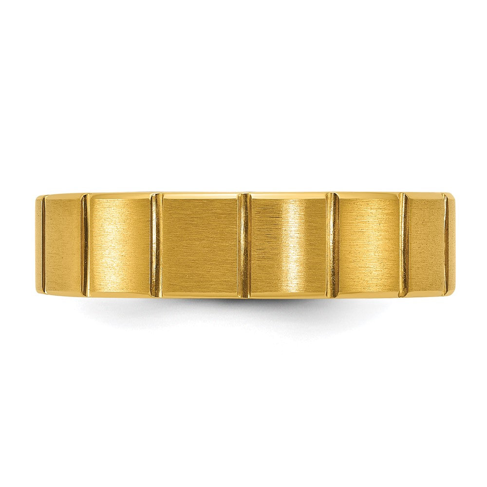 Chisel Titanium Polished Yellow IP-plated Grooved 6mm Band Size - 9